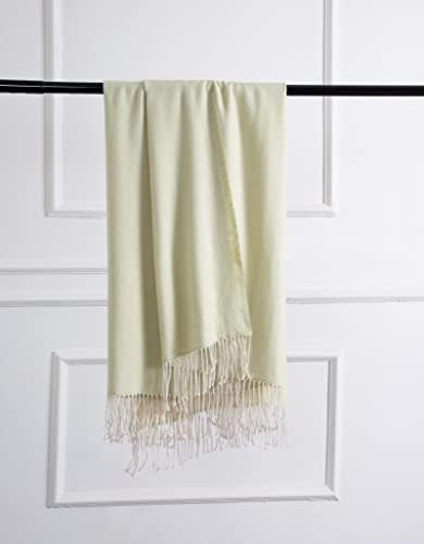 Panku Decorative Herringbone Faux Cashmere Blanket Blank com margem, caxemira leve leve como Chevron Throw Blanket com borlas
