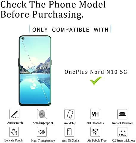 Katin [2-Pack] para o OnePlus Nord N10 5G Protetor de tela de vidro temperado, sensível ao toque, livre de bolhas, instalação fácil, amigável para casos [Hole da câmera aberta]