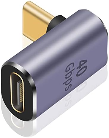 Adaptador Poyiccot USB C 90 graus para adaptador de cabo USB 4, adaptador USB C 40 Gbps, Up Angle Type C Extensor 8k@60Hz