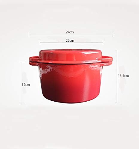 Panela de esmalte vermelho de 22 cm, panela multiuso, panela dupla, frigideira, panela de sopa, panela de indução a gás