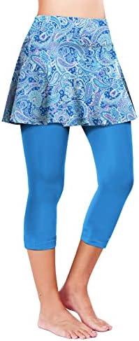 MSACRH Tennis Skirted Leggings com bolsos para mulheres Skorts de golfe com leggings de capri para ioga Casual Athletic