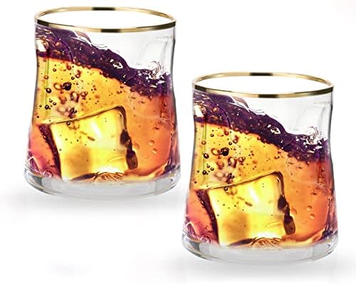 【Seudbily】 Glasses de uísque, copos de bar, vidro de borossilicato, 9 oz, conjunto de 2, copos de coquetel, copos de suco, copos