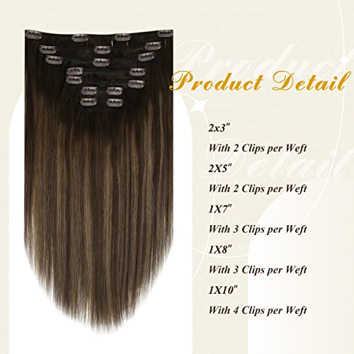 Full Shine 7pcs clipe de ombre marrom em extensões de cabelo huamn para mulheres e clipe de extensões de cabelo em clipe de balayage