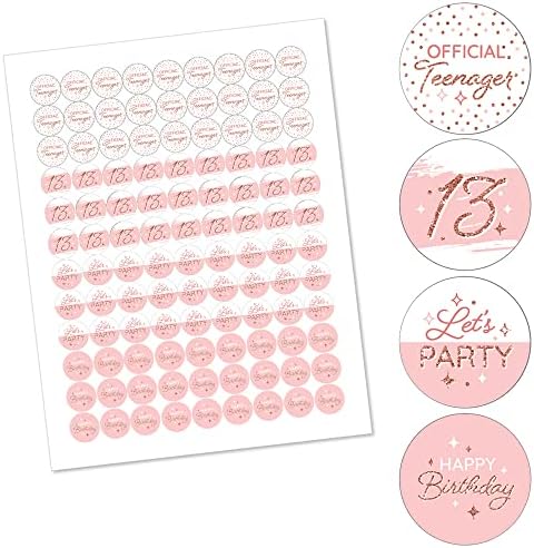 Big Dot of Happiness 50th Pink Rose Gold Birthday - Feliz Aniversário Round Candy Sticker Favors - Rótulos Candy de