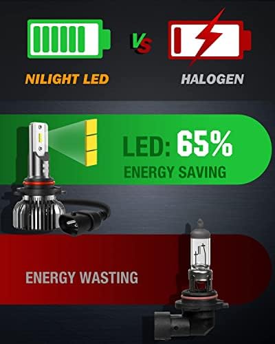 Nilight 9005 lâmpadas de farol de LED, 350% mais brilhante, HB3 LED Beam High, Kit de conversão de farol de tamanho mini