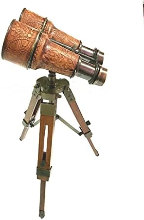 Telescópio de bronze de mesa binocular de 6 polegadas náutica de 6 polegadas com suporte de tripé de madeira