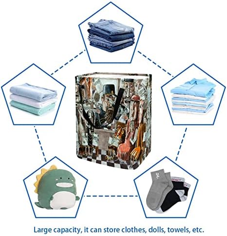 Robot Doll Print Print Collapsible Laundry Horse, 60l de lavanderia à prova d'água de lavagem de roupas de roupas de roupas de
