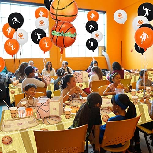 Decorações de aniversário de basquete - incluindo pulseiras de silicone, bolsas, pratos, xícaras, guardanapos, utensílios de mesa,