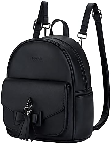 Mini mochila EcoSusi para mulheres fofas Bowknot Small Backpack Burse Ladies Leather Bookbag Bags, com charme borla