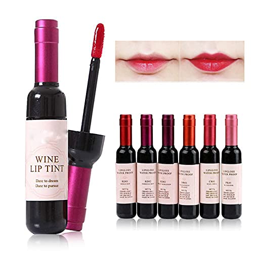 6 cores batom de vinho fosco fosco duradouro à prova d'água Lips Set Gloss Gloss Lip Stain, Lipstick Lipkloss Lipstick, à prova