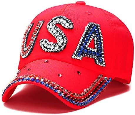 Gamusi unisisex EUA bandeira americana tampa de beisebol jeans angustiado chapéu de strass para adultos