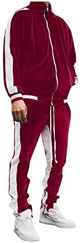 Sweat Tracksuit Sportswear Velvet estilo masculino Bloco de cor de inverno Casual Capel Suit Men Suits & Sets Sweatslow