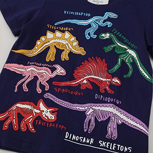 Camiseta luminosa de menino curto de menino jovem para meninos com garotos negros de dinossauros