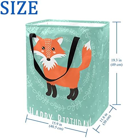 Cegueiros de lavanderia de raposa de desenho animado, cesta de roupa dobrável à prova d'água com alças para o berçário da faculdade