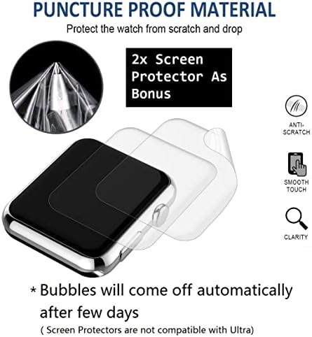C.M Compatível com a banda Apple Watch 49mm 45mm 44mm 42mm, faixa de couro genuíno Strap para iwatch Ultra SE2 SE Série 8 7 6 5 4 3 9 2x Protetor de tela como presente
