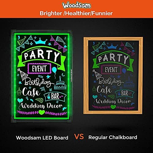 Placa de redação de mensagens de Woodsam LED - 32 x24 Plashing Illuminated Apagable Neon Sign com 8 marcadores de giz fluorescente - perfeito para loja/café/bar/menu/casamento/decoração/promoção/escola