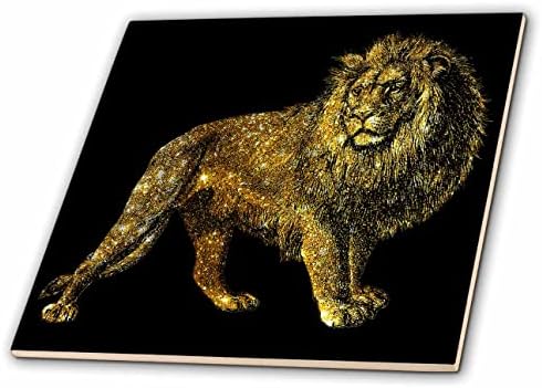 3drose Anne Marie Baugh - Ilustrações - Imagem chic da ilustração do Lion Gold - azulejos