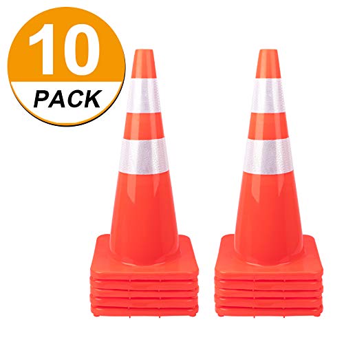 [10 pacote] 28 Cones de tráfego PVC Segurança Estacionamento Cones de riscos ponderados Cones de construção de cones para trânsito