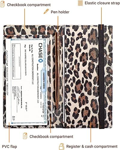 Capa de talão de cheques de Zreal para homens e mulheres, 2 pacote premium de couro vegano de couro, carteiras finas para verificações duplicadas de parte superior e lateral com bloqueio de RFID