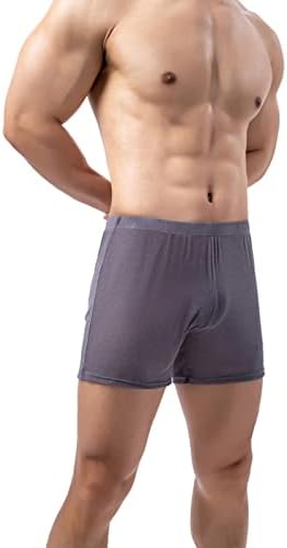 Cuecas boxer para homens de algodão de cintura alta com bolsas com calússuras sem costura de troncos suaves e confortáveis ​​boxeadores casuais