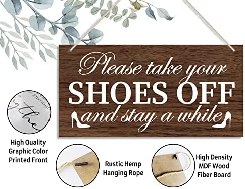 Sapatos fora da decoração de madeira, por favor, tire os sapatos e fique um pouco, pendurando a decoração de placa de madeira impressa,