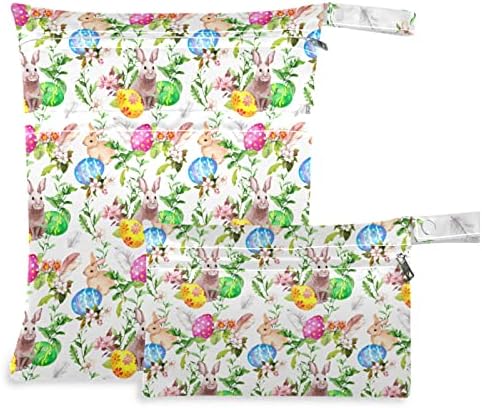 ZZXXB BUNNY Ovo feliz Páscoa impermeável Bolsa molhada fralda reutilizável Bolsa seca molhada com zíper para viajar Beleneties de ginástica de ginástica de ginástica de praia