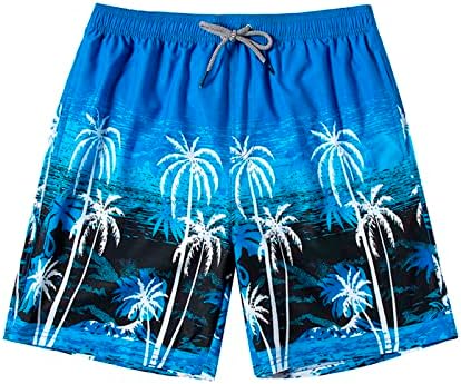 JPLZI Mens Floral Hawaiian String de cordão de tração casual shorts de praia de verão Quick seco atlético ativo shorts de pernas confortáveis