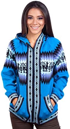 Suéter turquesa de malha de alpaca