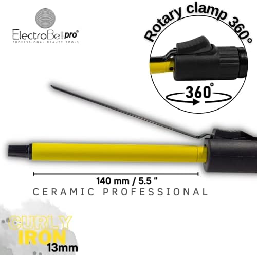 Electrobell pro pequeno fino e curling ferro wang tong 1/2 polegada 13 mm com braçadeira rotativa profissional para cilindros curtos