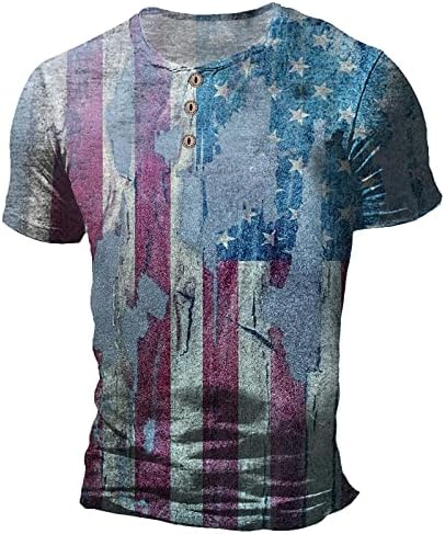Camisetas TMIsegm Summer Summer tamanho T para homens American Flag American Patriótico Manga curta Independence Day