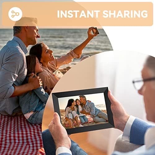 Quadro fotográfico digital, AUZNCU 10.1 “WiFi Digital Picture Frame com memória embutida de 16 GB, retrato e paisagem automaticamente, tela de toque HD IPS, compartilhe foto e vídeo instantaneamente via aplicativo frameo