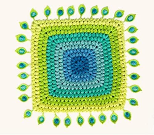 Kit de crochê para iniciantes bem-sucedidos, DIY Square Peacock estilo almofada de almofada de pavão, kit de tricô com fios,