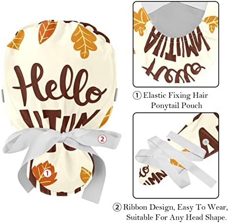 Olá, outono de outono 2 pcs, chapéus bufantes ajustáveis ​​com botões e tampas de gravata da cabeça da fita de banda de