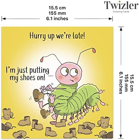 Cartão engraçado de Twizler CENTIPEDE - BLANK CART - Cartão engraçado Aniversário - Cartões de aniversário humorísticos - Cartão