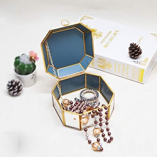 Caixas de jóias QTT Copper Platina Retro jóias Baú da caixa de jóias de jóias de vidro europeias para colar Jóias de brinco de anel para mulheres