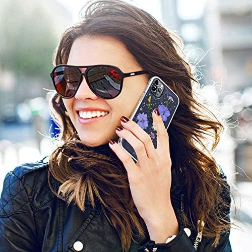 Abbery projetado para iPhone 12 Pro Max Pressed Flower Case Clear Clear com design para mulheres meninas bling glitter brilho