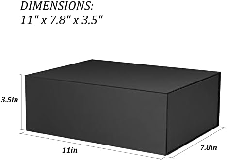 2 pacote 11 x 7,8 x 3,5 Caixa de presente preta com tampa, caixa de nobrens, caixa de presente dobrável com fechamento
