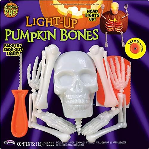 Funworld Halloween Light Up Skellellington Bones Pumpkin Carving & Decorating Kit