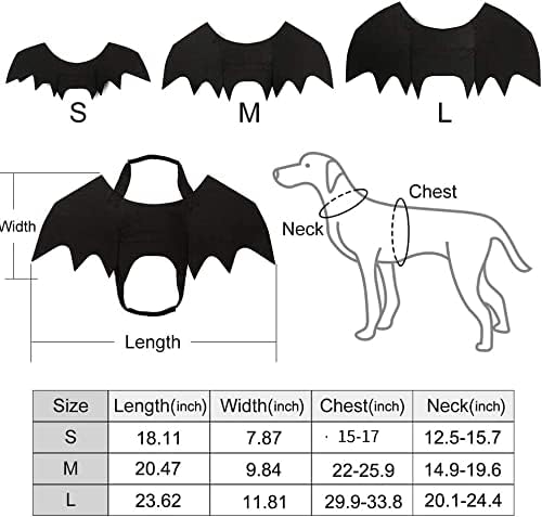 Traje de asa de morcego de cachorro para Halloween, traje de festa de Halloween para gatos e cães pequenos e médios