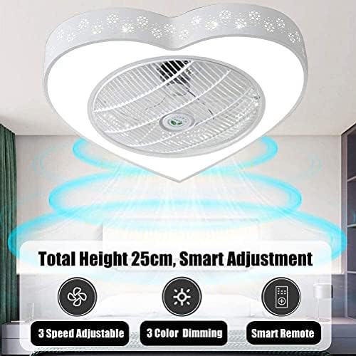 Ventilador de teto com LED leve 48W, fã criativo do teto de formato do coração com iluminação sala de estar quarto infantil