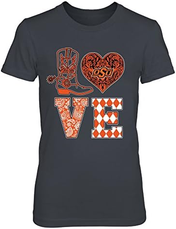 FanPrint Oklahoma State Cowboys T-shirt-Love Boot Lace Heart-IF32-IC32-DS37