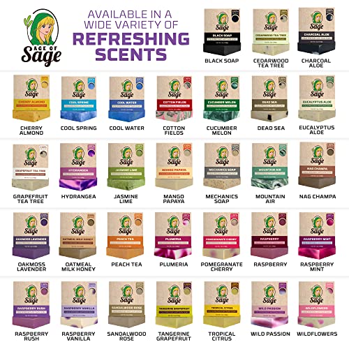 Age of Sage Natural Bar Soap Gift Set para mulheres - Banho vegan Banho feito à mão Processo frio de sabão artesanal com óleo essencial, aromático todos os sabonetes de lavagem hidratante, perfume vitoriano perfumado