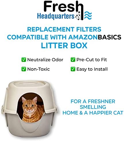 Filtros de substituição de carvão ativado compatíveis com a Basics Capuz Cat Cat Box 6 Pack - Elimine até 99% dos odores para