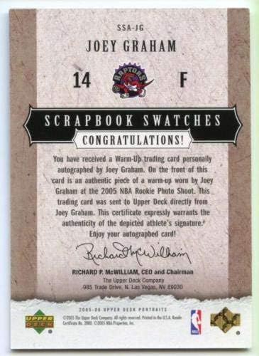 Joey Graham Rookie Card 2005-06 UD Retratos Scrapbook Swatches Autografs #JG - Basketball Slabbed Rookie Cards
