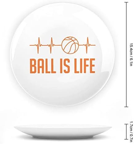 Basquete Placa de decoração de Basketball Heartbeat Design Bone China com Stand Decorative Plate Home Wobble-Place
