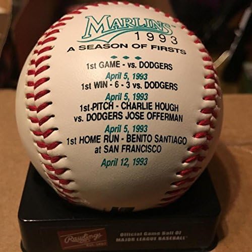 Terry Pendleton 1993 Logotipo Marlins assinou beisebol autografado com COA