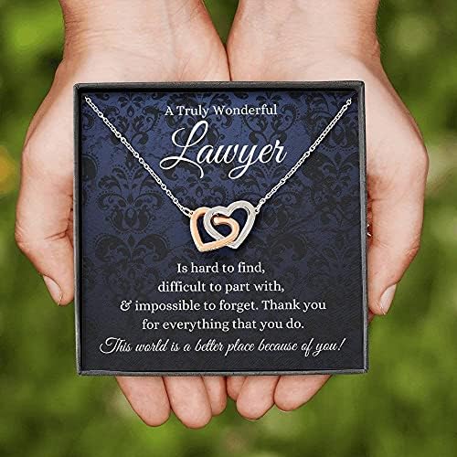 Jóias de cartão de mensagem, colar artesanal- presente personalizado corações entrelaçados, presente de advogado para mulheres