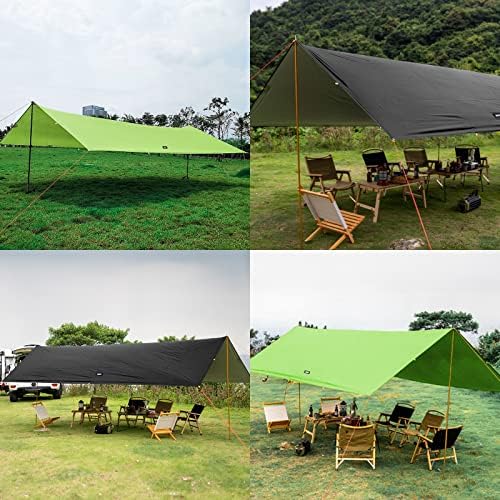 Mier acampamento Tarp Hammock Rain Fly Water impermeável abrigo de pegada de tenda, piquenique ao ar livre Caminhada de camada de camada de mochila toldo de sol, estacas e guilines incluídos, cinza escuro, xl