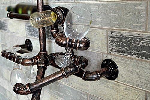 Simplicidade criativa Lâmpada de parede Simplicidade criativa Rack de vinho Ferro tubos de água Prateleiras Casa Simplicidade