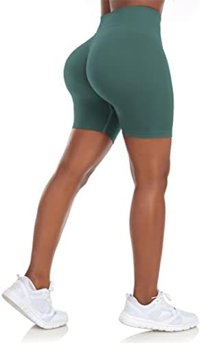 Shorts de treino de komorebi para mulheres na cintura alta scrunch butt buttão controle de ginástica atlética de